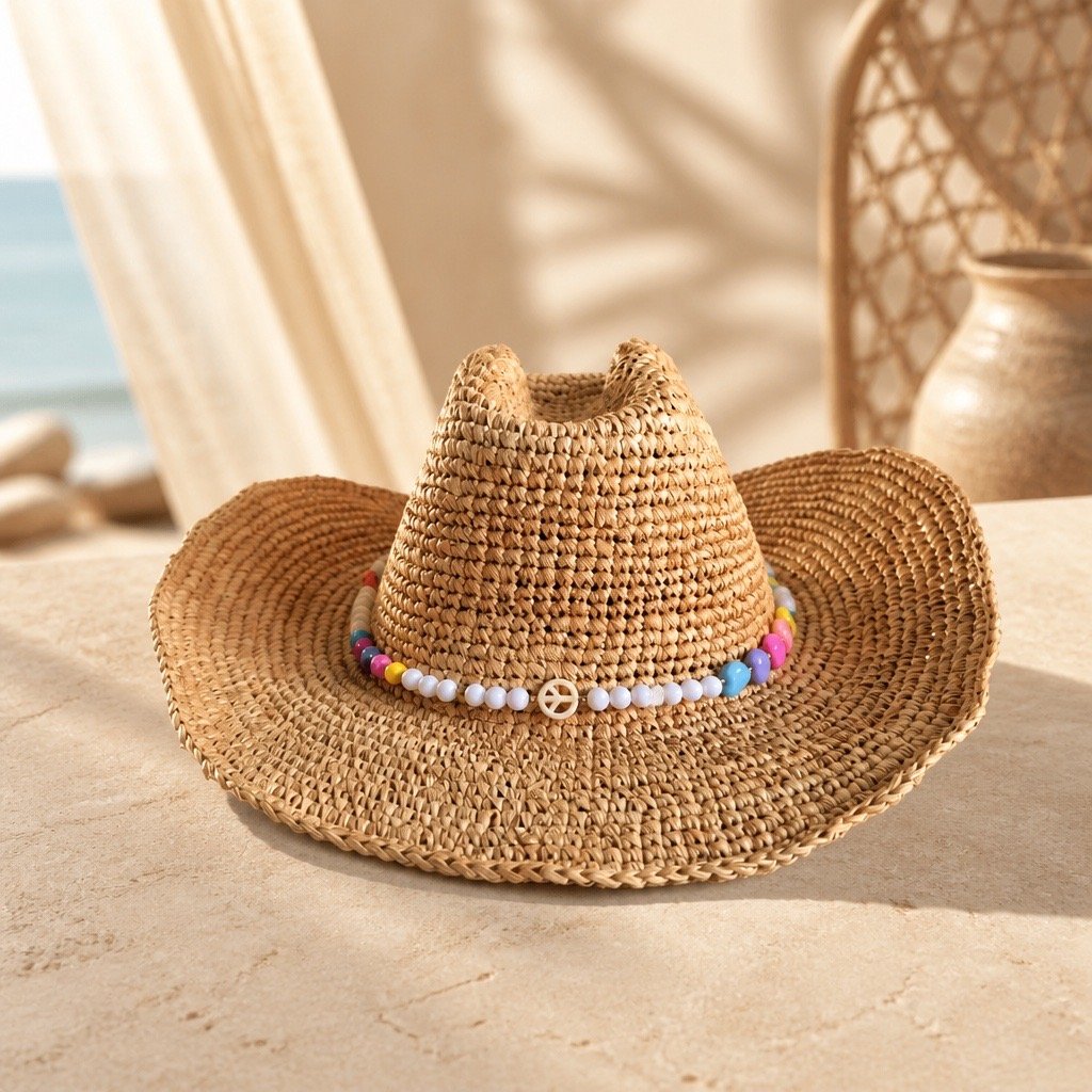 Western Raffia Cowboy - Peace & Love Bead Band