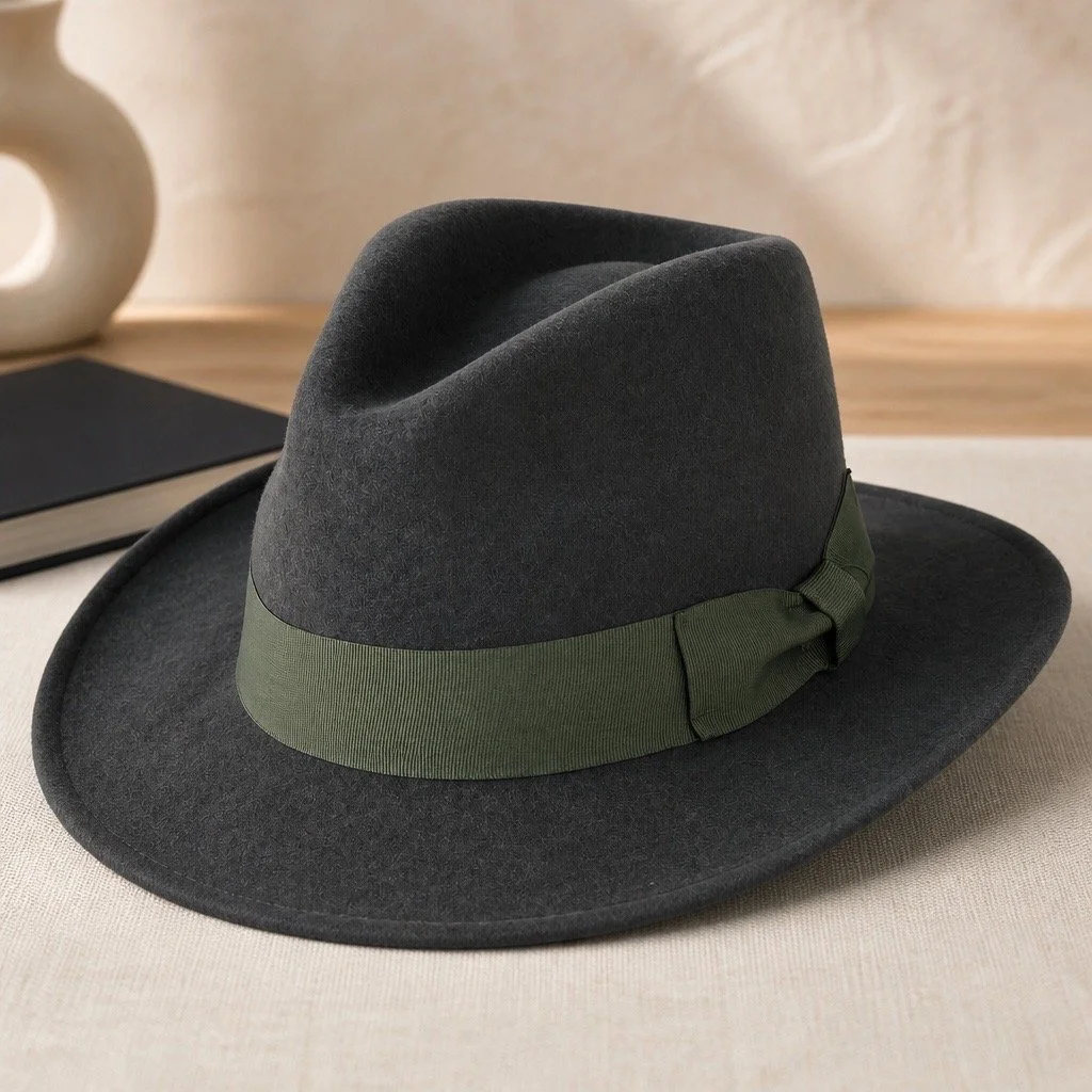 Classic Wool Fedora - Khaki Green