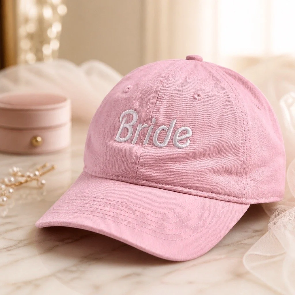 Bride Embroidered Cap - pink