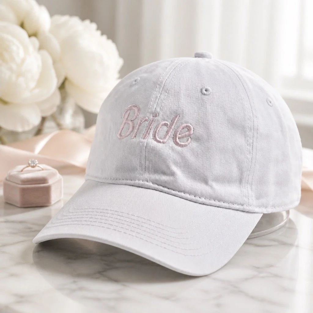 Bride Embroidered Cap - White