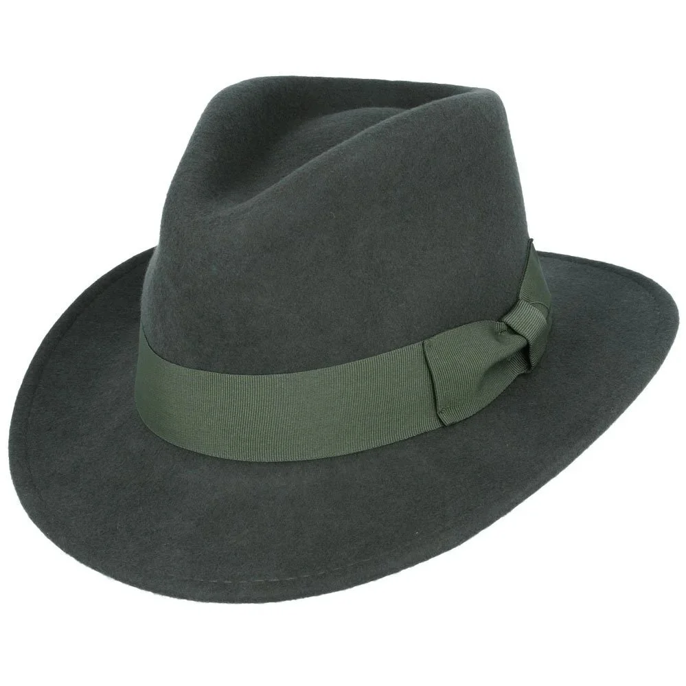 Classic Wool Fedora - Khaki Green