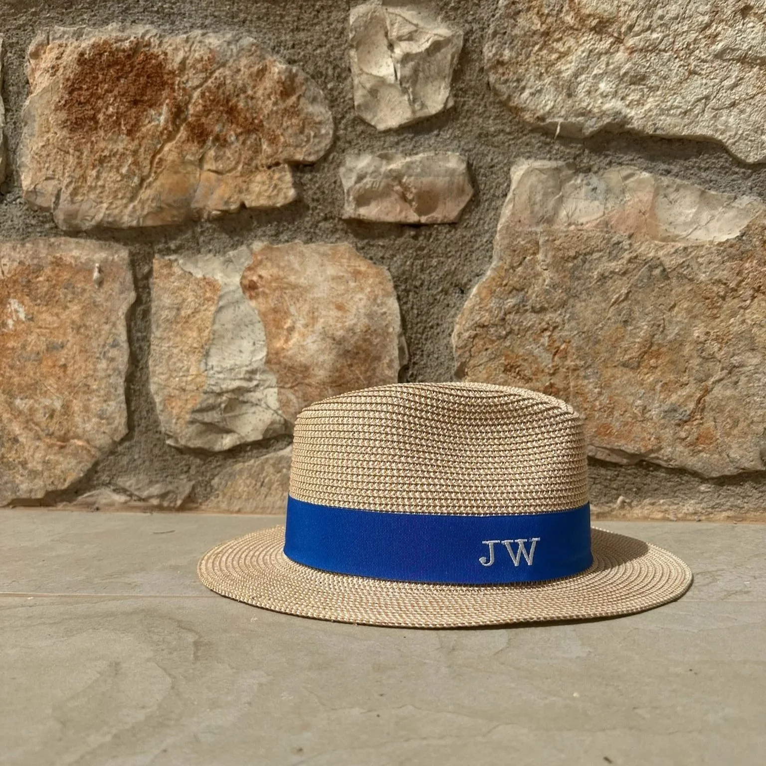 The Classic Fedora - Natural with Blue