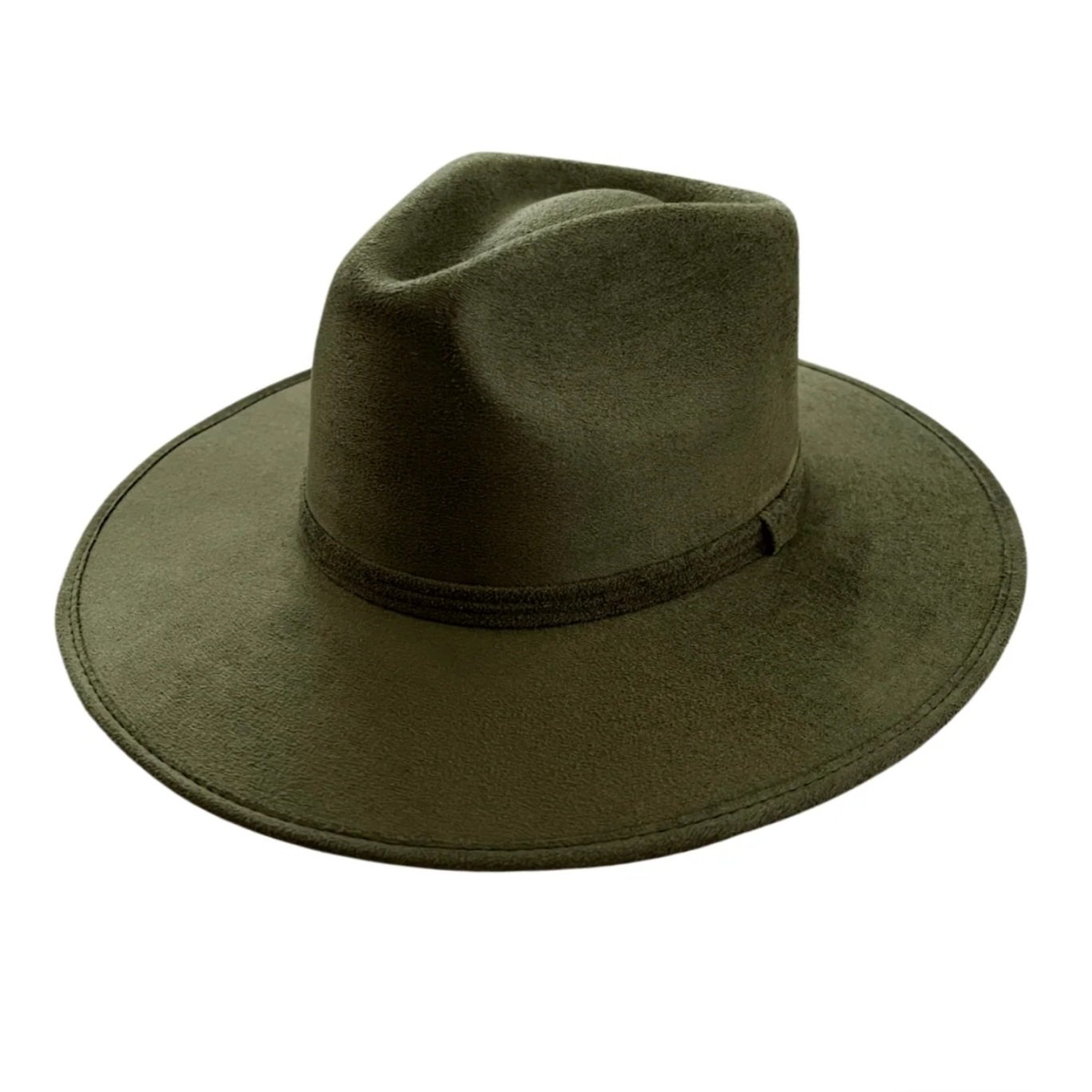 Vegan Suede Unisex Rancher Hat - Olive