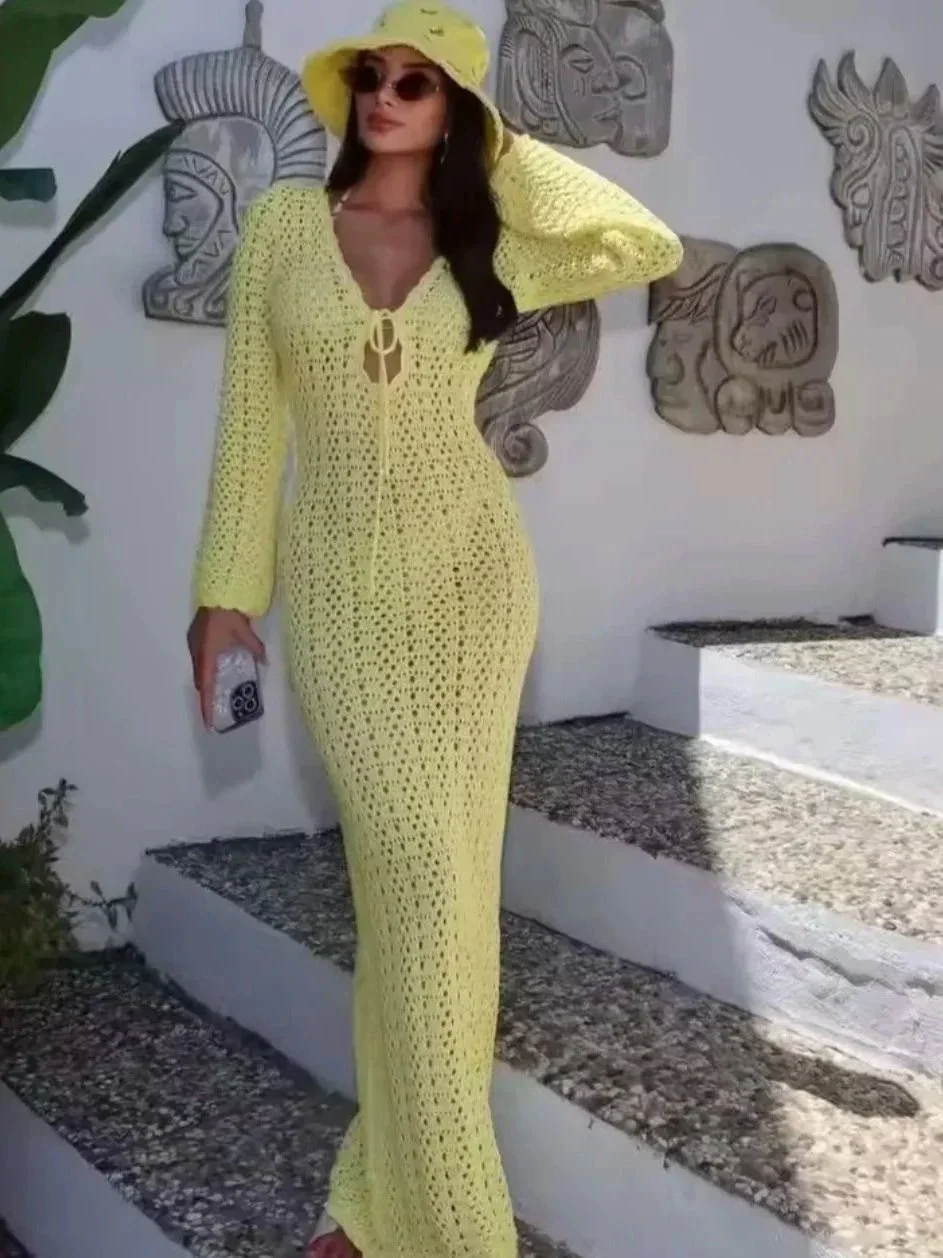Lemon Crochet Maxi Dress