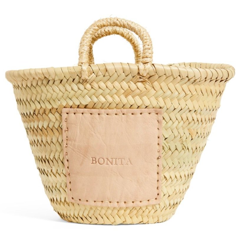 Mini Leather Patch 'Bonita' Palm Basket