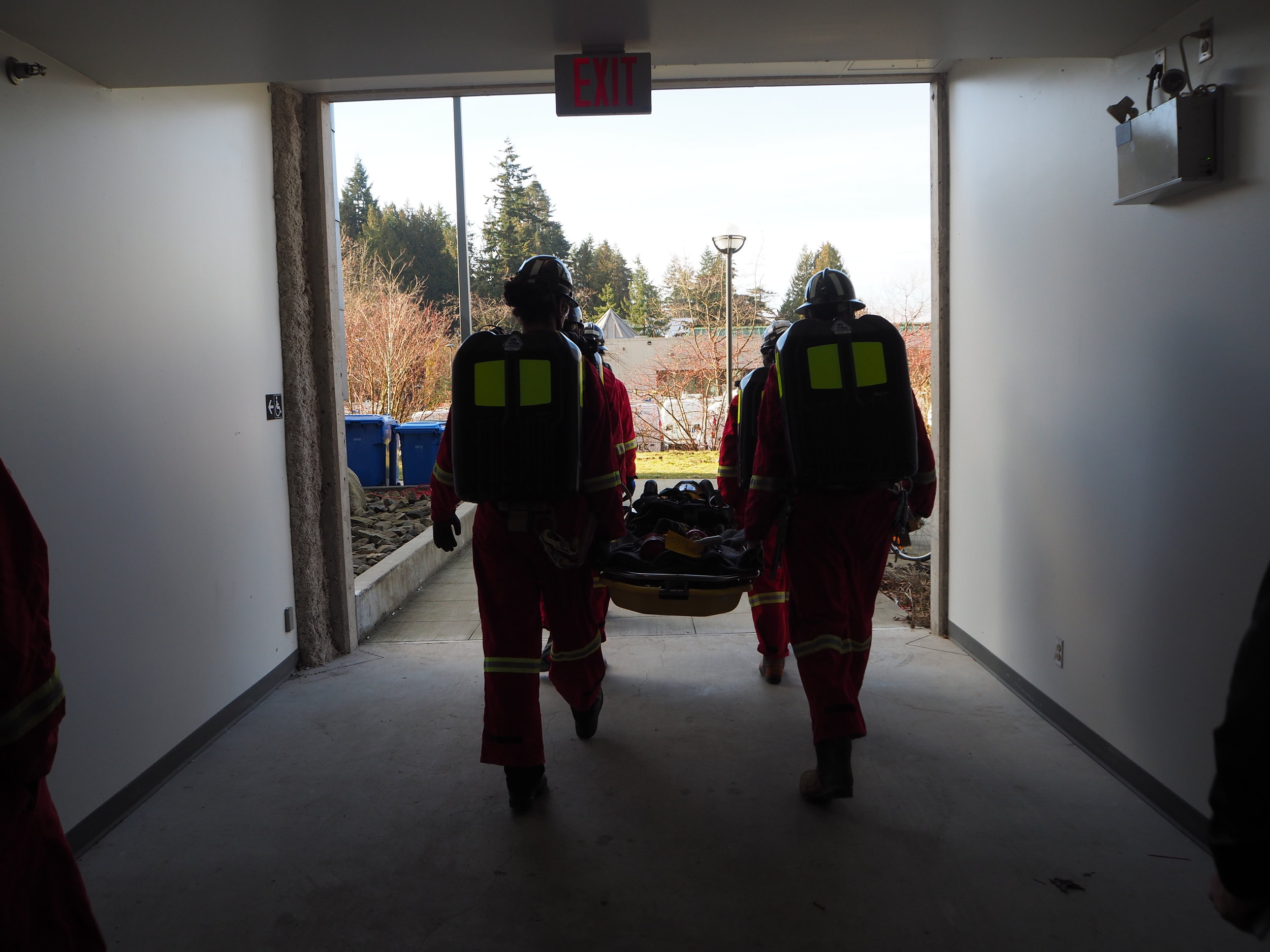 UBC Mine Rescue team practicing at the University of British Columbia