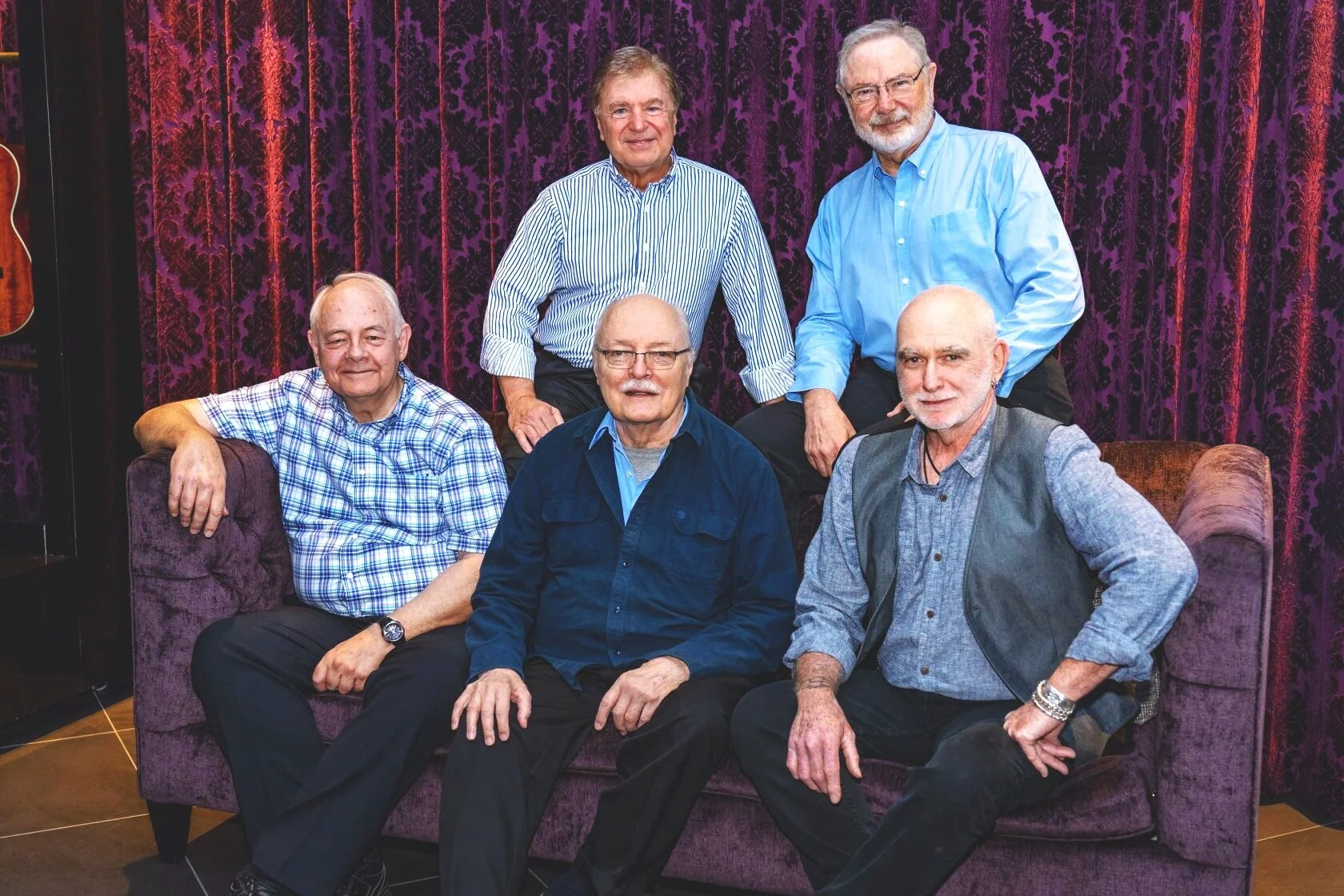 The St. Louis Jesuits (September, 2019): Bob Dufford, Jon Foley, Tim Manion, Dan Schutte, and Roc O’Connor.