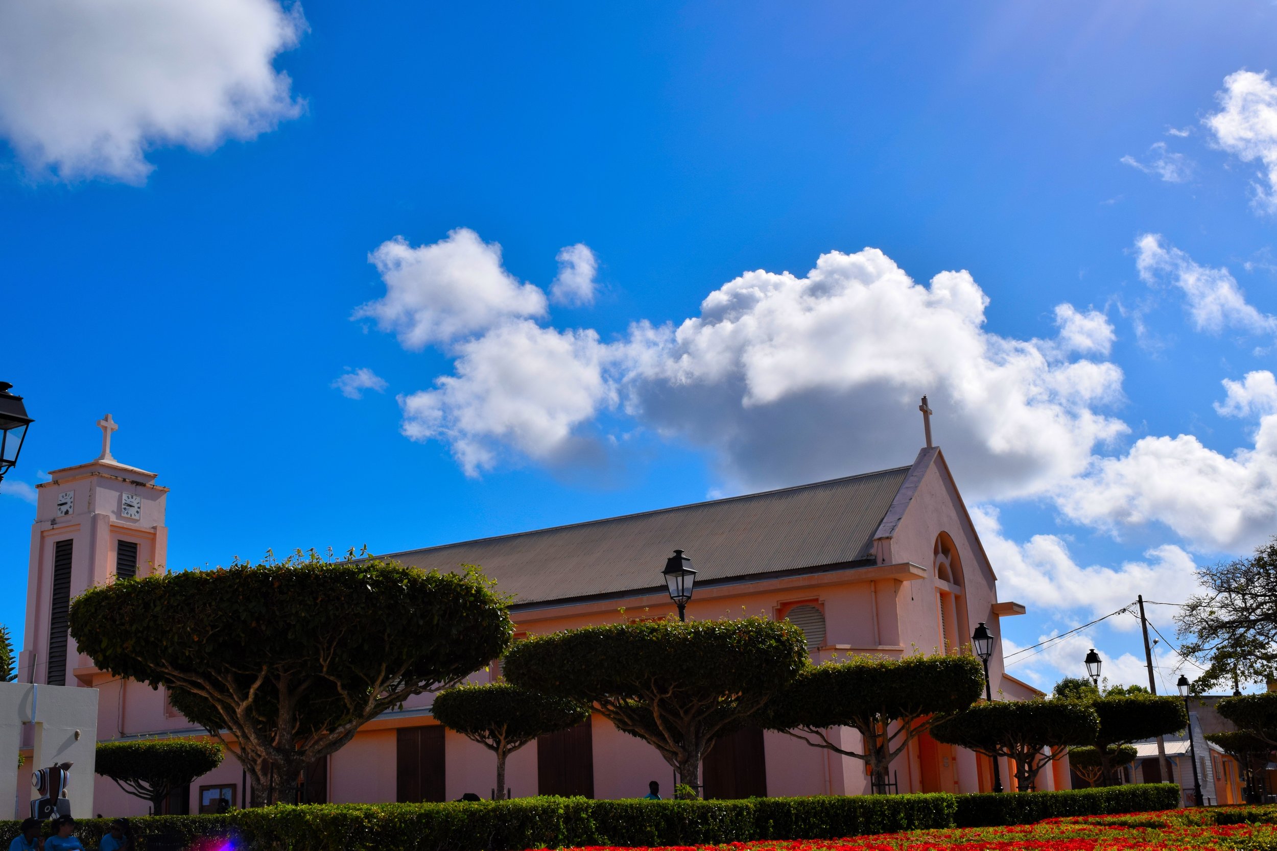 A pretty pink church in Guadeloupe.