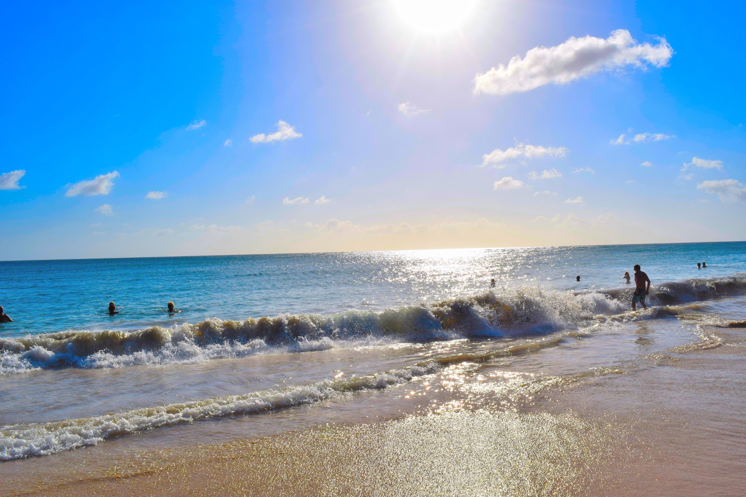 The waves rushing in at in Martinique.