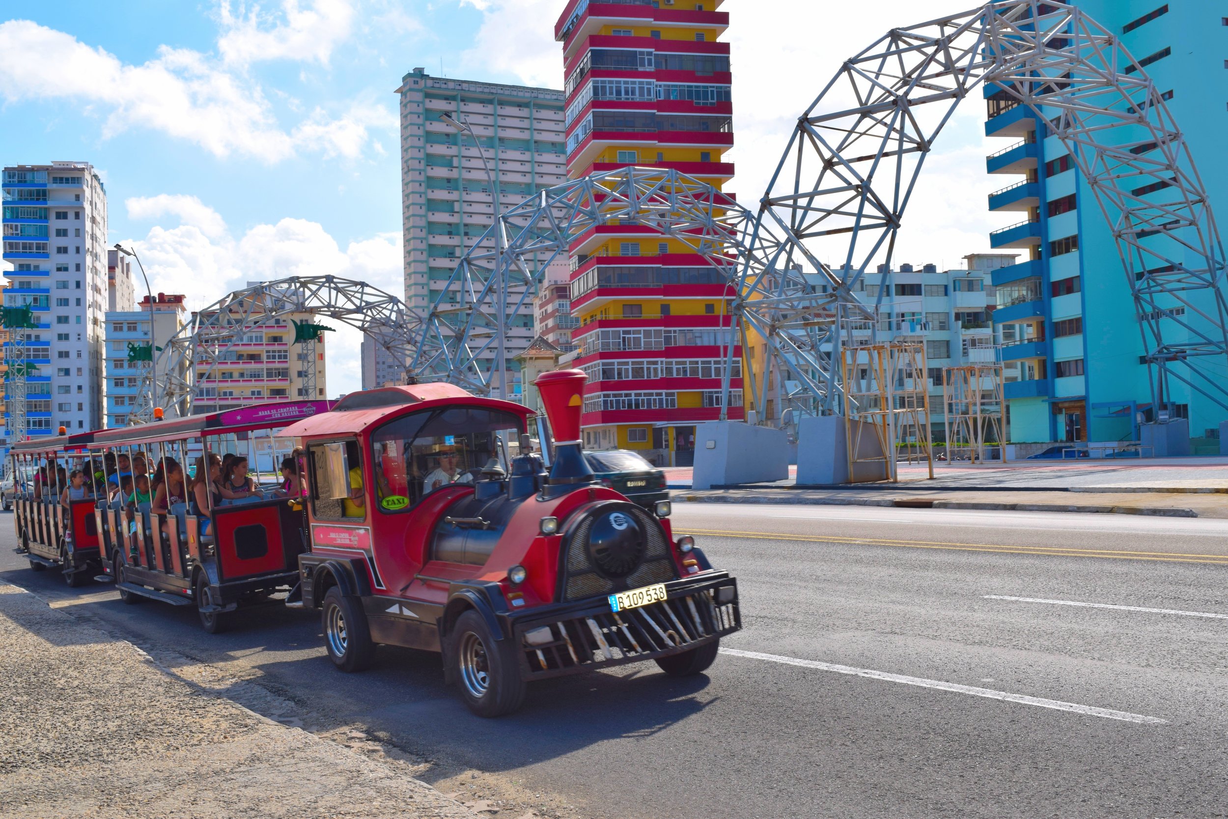 Train ride down the Malecon, Cuba.
