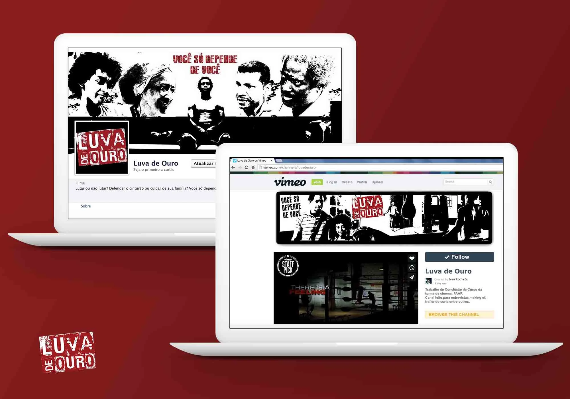 Simulation of the Vimeo and Facebook page. (Computer mockup by Lukasz Bachur .)