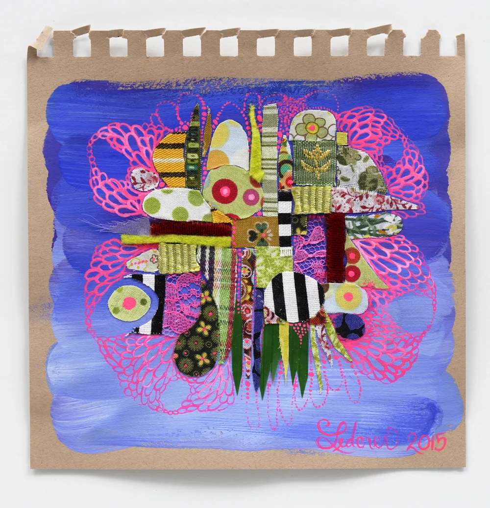 Quilt Constellation IV, 2015, mixed media, 6 x 6 inches. Courtesy of carrielederer.com