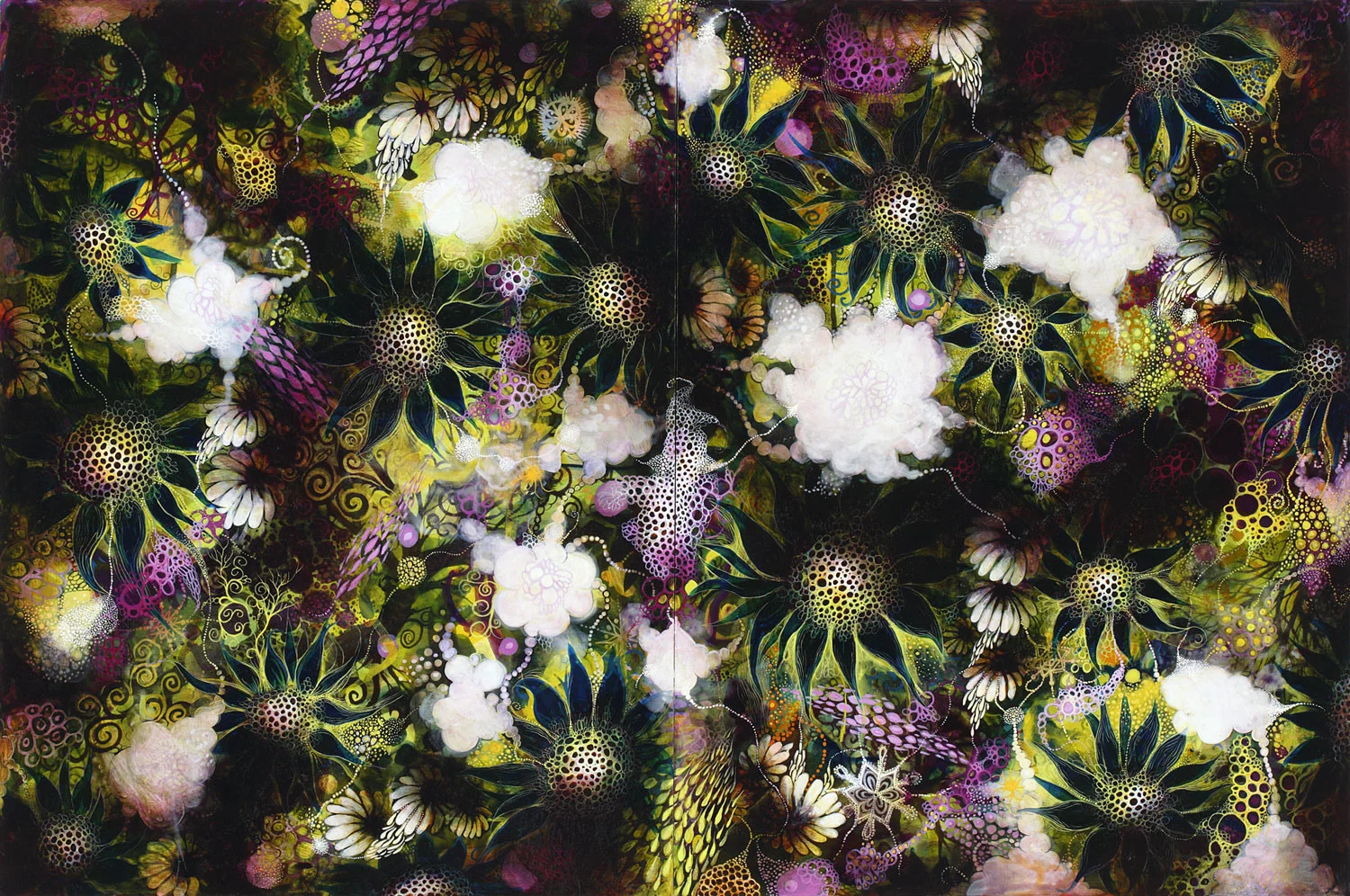 Wonderous Strange III, 2015, acrylic on wood panel, 24 x 36 inches. Image courtesy of carrielederer.com