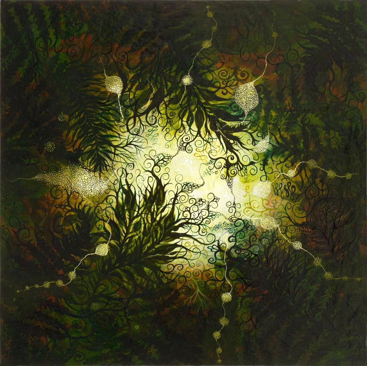 portal, 2014, acrylic, 14 x 14 inches. Image Courtesy of carrielederer.com