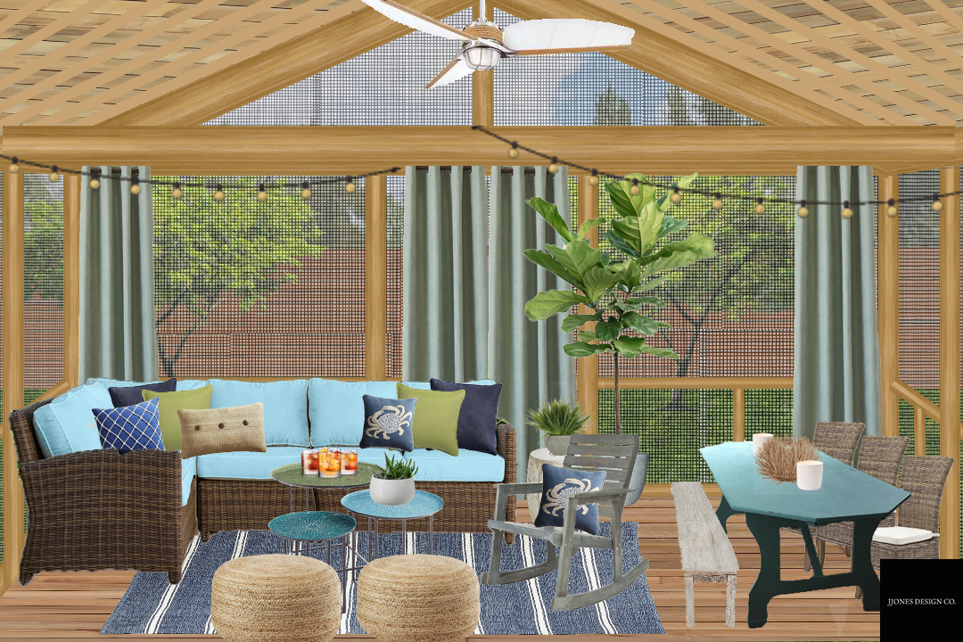 Vacation Lake House Screened-In Porch