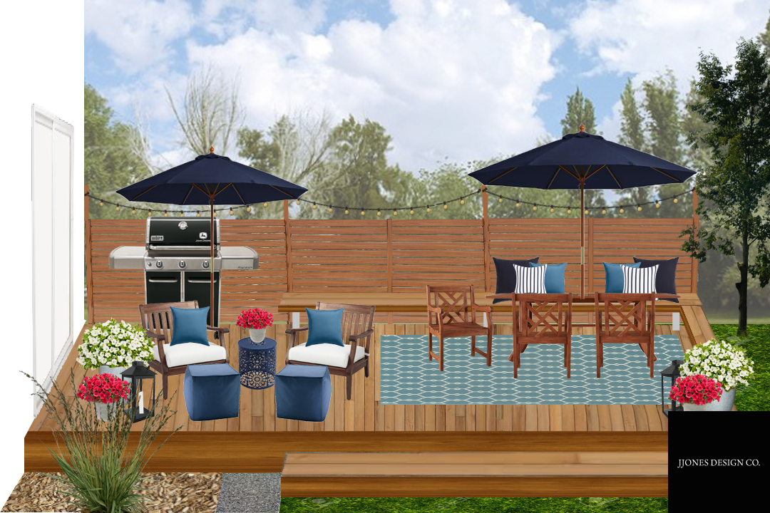 Blue and Airy Backyard Deck