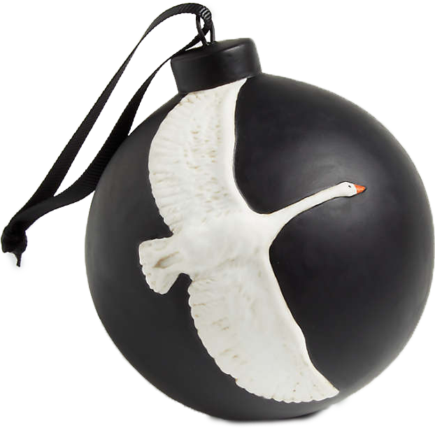 Snowy Swan Ball Christmas Ornament.png