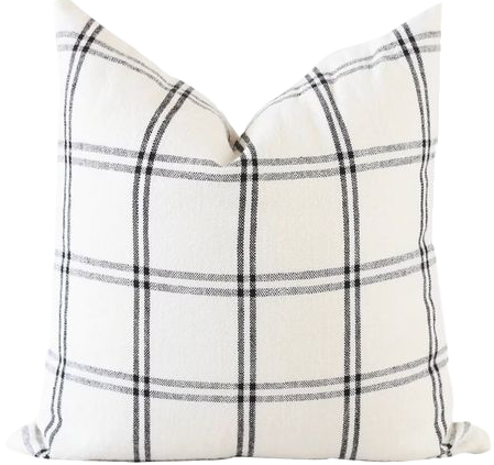  Plaid Pillow Cover, Black and White Pillow Cover 