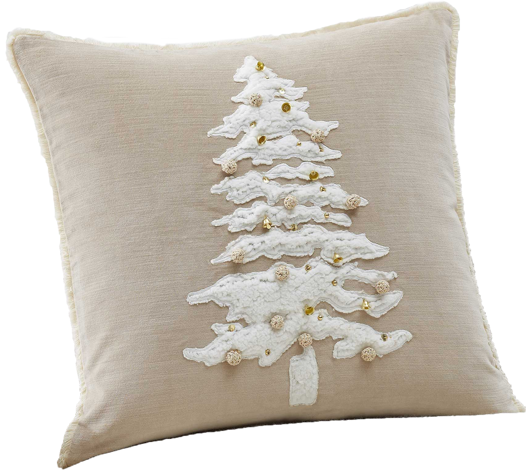   Velvet Sherpa Tree Applique Pillow  