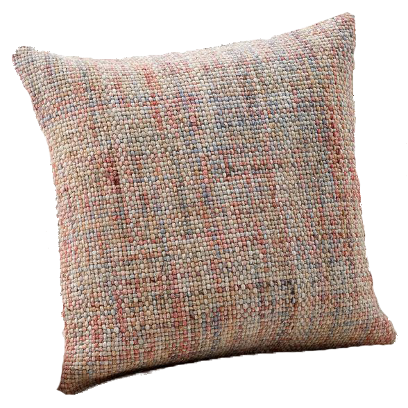  Decorative pillow in natural color wool woven fabric. 