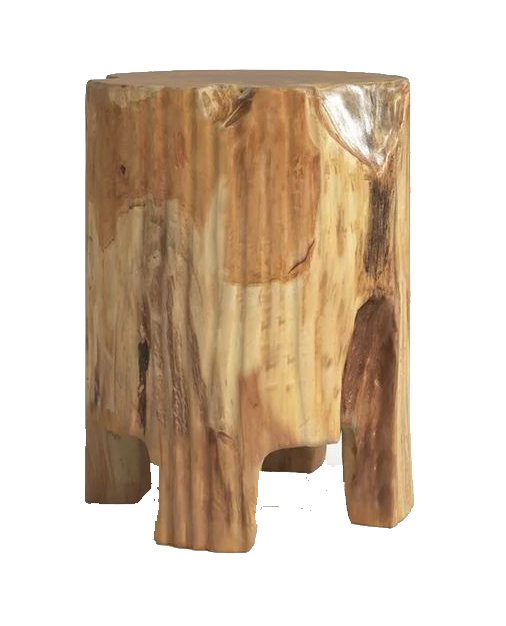 Momsen Brown Teak Wood Handmade Live Edge Tree Stump Accent Table.png