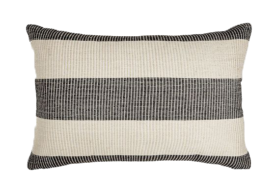 Ink Black 24x16 Soft Textured Stripe Indoor Outdoor Throw Pillow.png