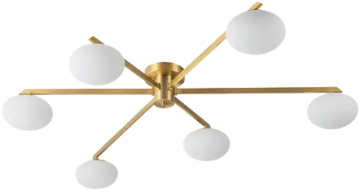Mercer41 Priella Mid-Century Brass Ellipse Glass Semi-Flush Mount.webp
