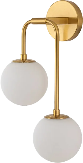 George Oliver 2-Light Brass Wall Sconce With Frosted Glass Globes.webp