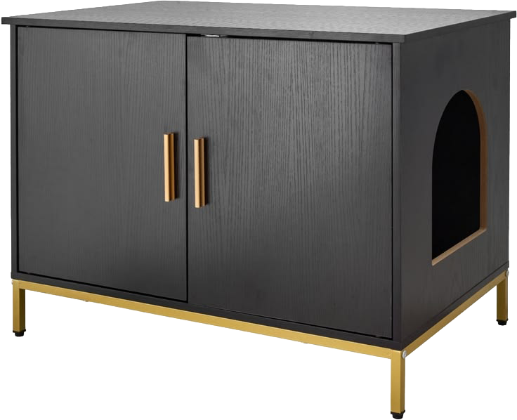Bencmate Modern Cat Litter Box Enclosure Furniture, Black.png