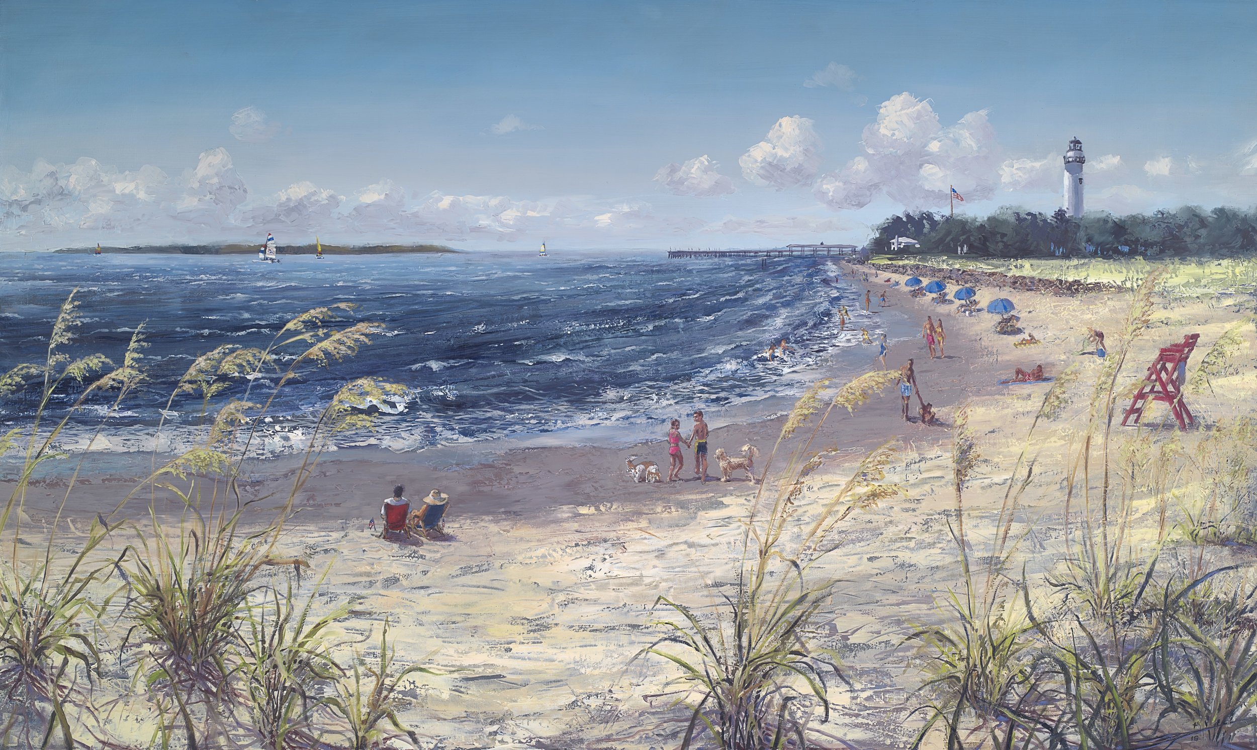 "Williamson Beach Scene". Oil on panel. 36x60". 2016