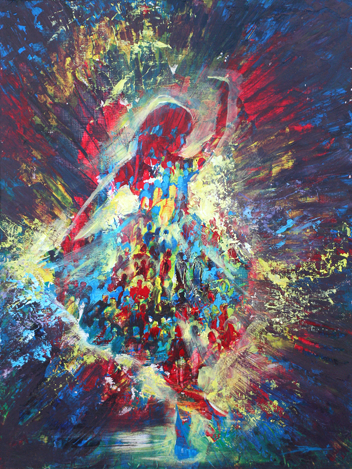 "Swallowed By Life". Acrylic on panel. 18x24". 2015.