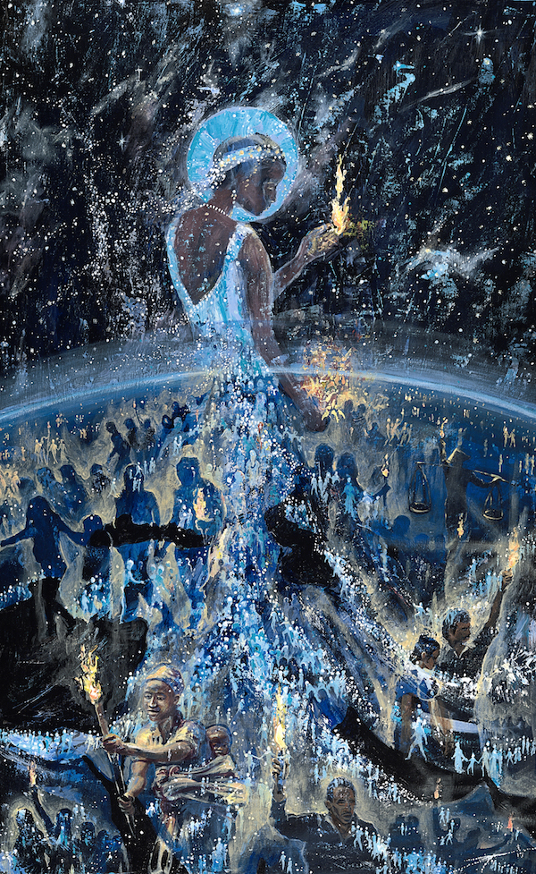“Lausanne Pillar 2- A Christ-Centered Church for every Community (on earth)”. Acrylic on panel. 20x32”. 2017.