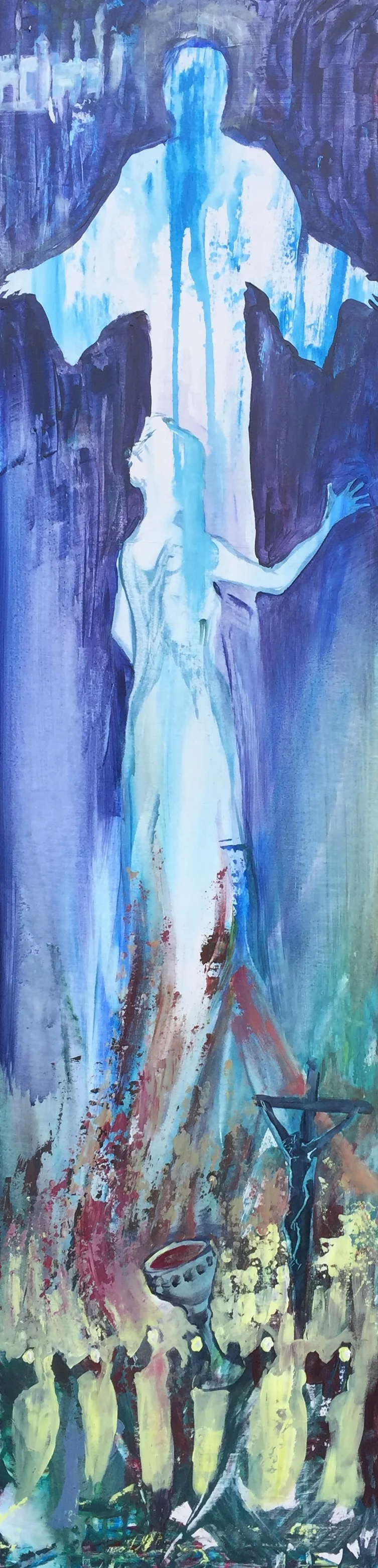 “The Bridegroom Returns”. Acrylic on panel. 12x48”. 4.21.2019. Live at Threshold Church. Approx. 60 min.