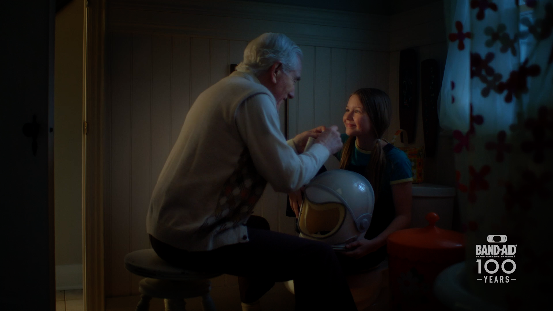 Grandpa comforts astronaut granddaughter in Band-Aid 100 Years of Care commercial