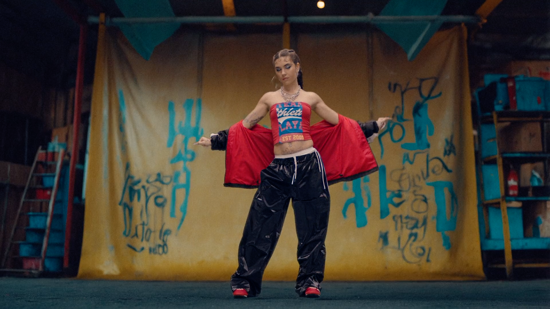 Wide shot, colorful Adidas model, arms outstretched | Derek McKane Cinematographer/ Director of photography 