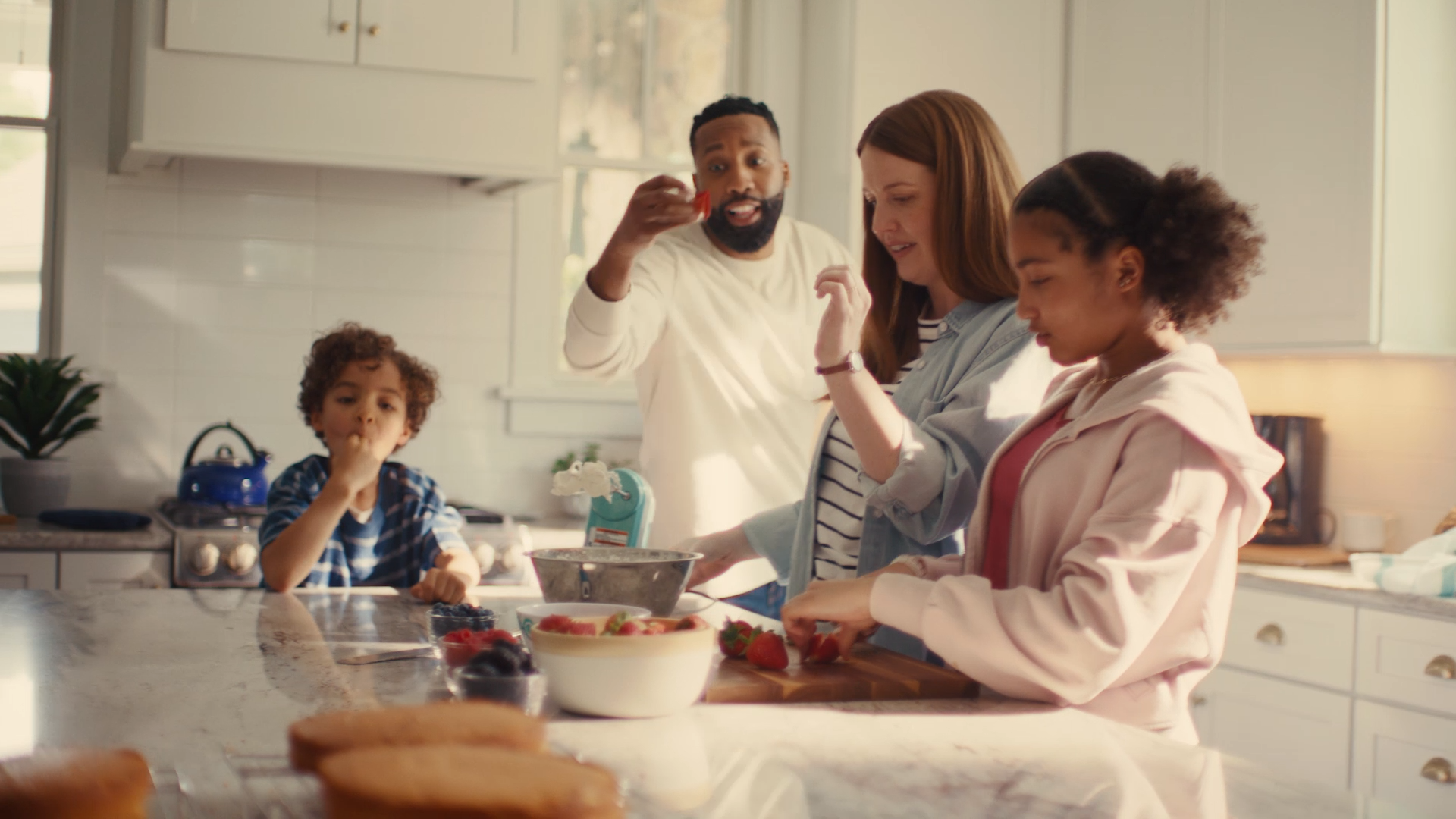 Family in warm sunny kitchen, Dominion Energy | Derek McKane, Cinematographer/ Director of Photography New York