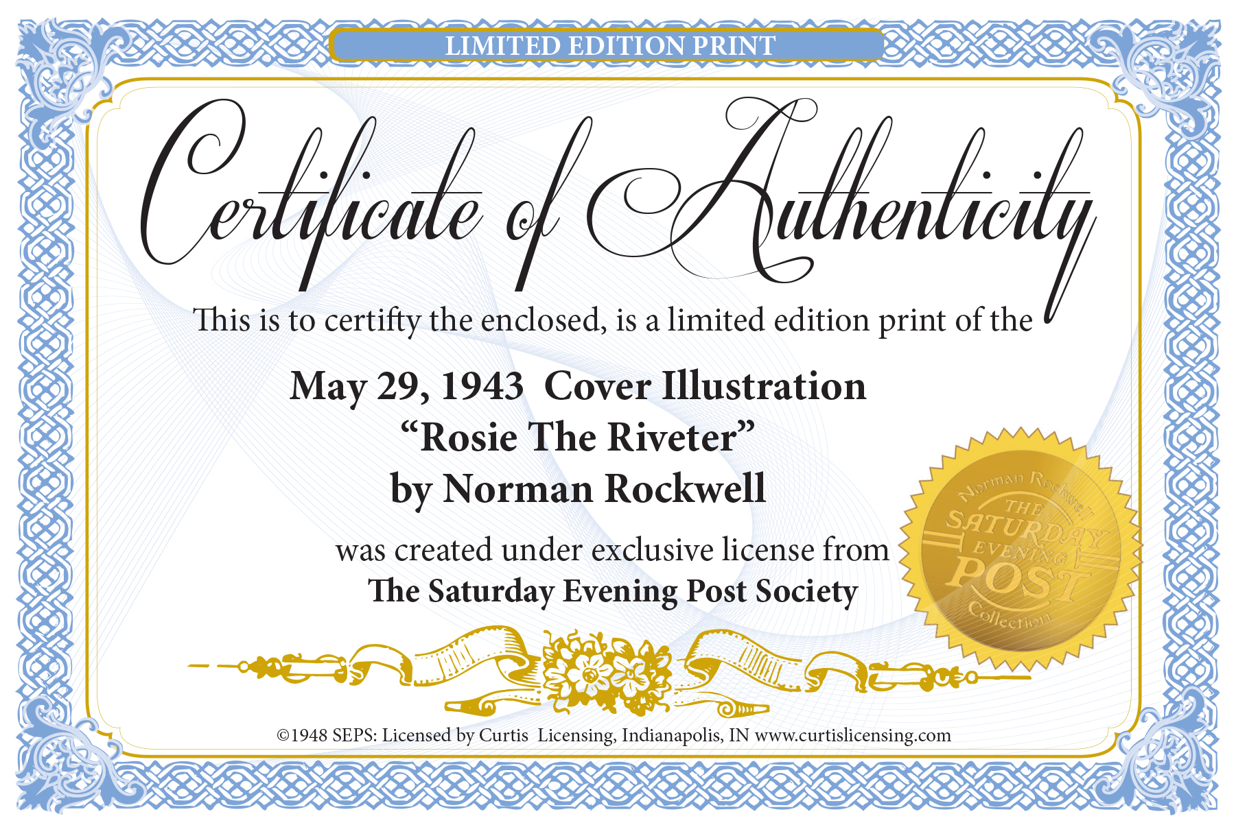 Each framed print includes a Certificate of Authenticity