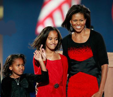 Sasha, Malia, Michelle Obama