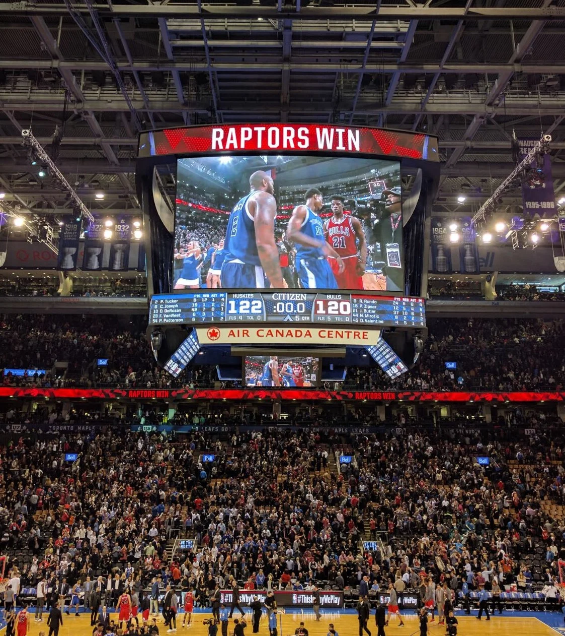 toronto raptors win over the chicago bulls 122-120 tuesday night ending an 11 game losing streak. photo taken by vanessa nerit for the post up.