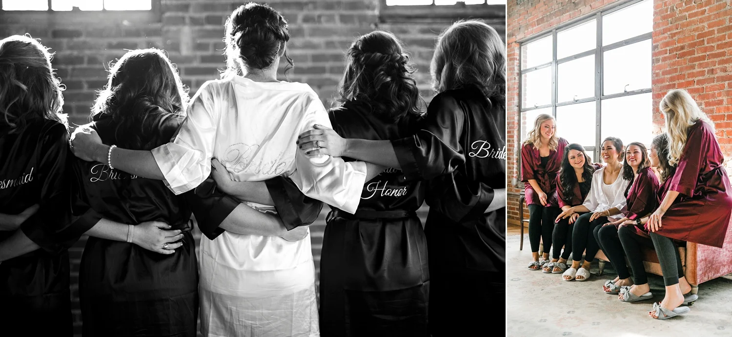 bridesmaids gathered in robes
