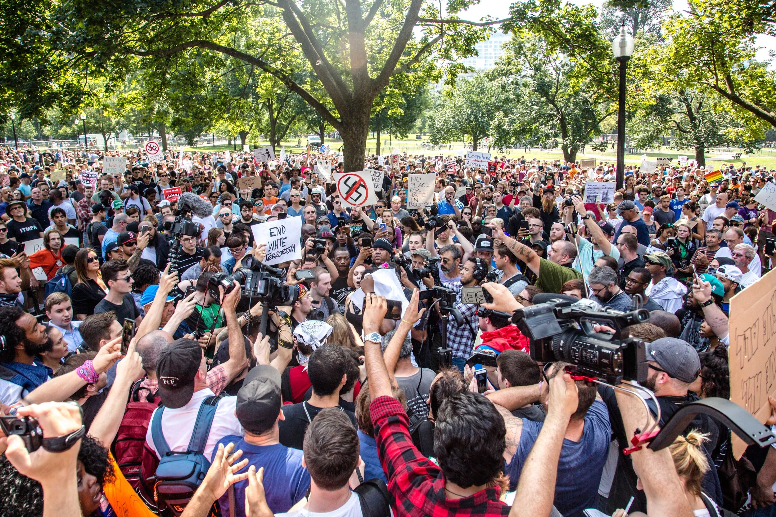 40 Thousand Counter protesters show up at Boston Common in opposition of a conservative Freedom of Speech rally on August 19, 2017