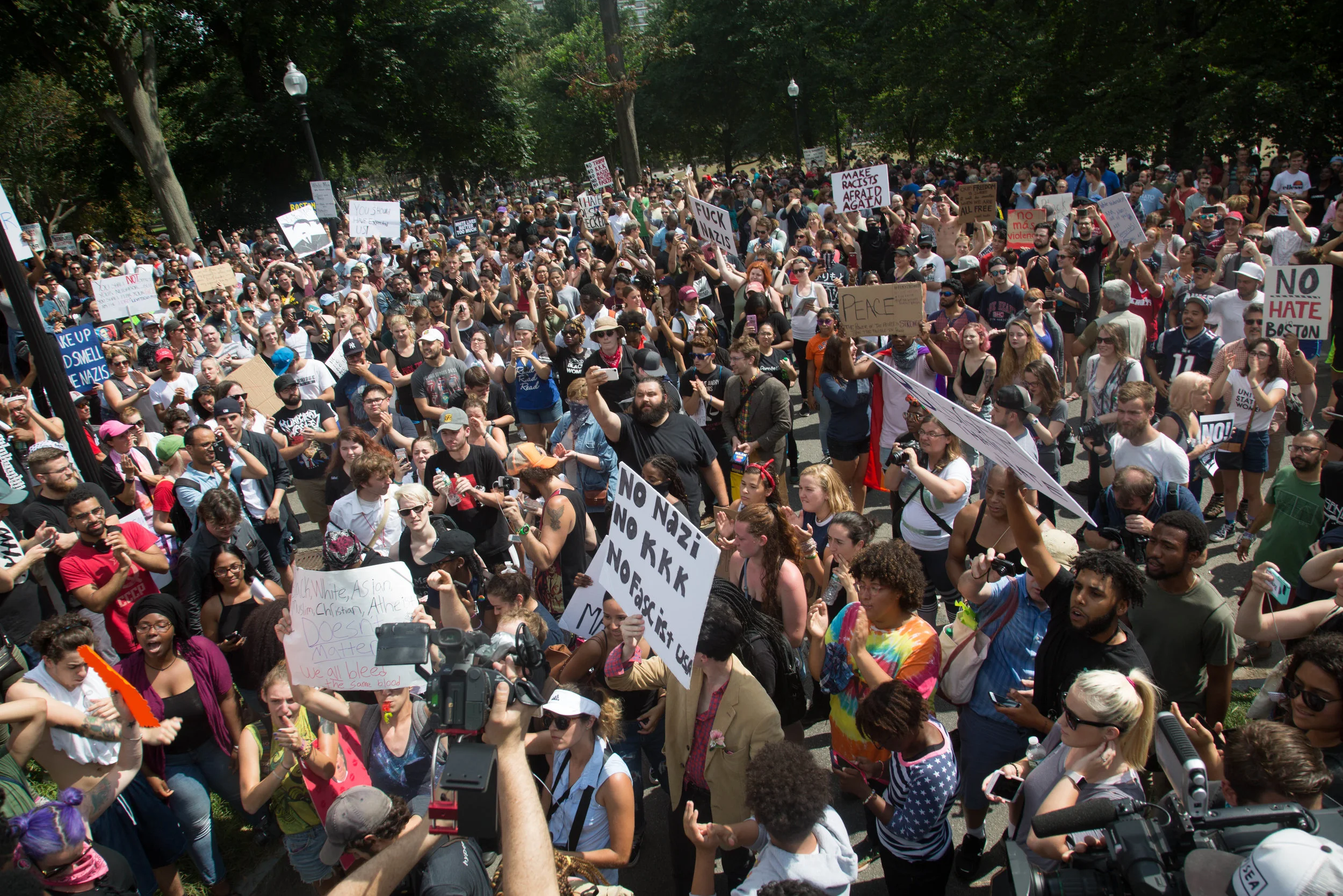 40 Thousand Counter protesters show up at Boston Common in opposition of a conservative Freedom of Speech rally on August 19, 2017
