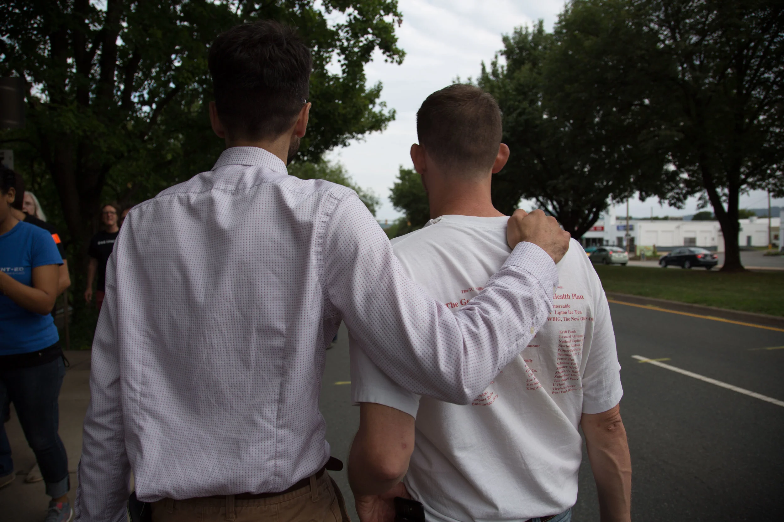 Protesters of the Charlottesville tragedy begin their 10 day action as they march from Charlottesville, Virgina to Washington D.C. Organizers Nelini Stamp of the Workign Famlies Party and Mohammed Naeem lead the action into the begining of the week. The first day consisted of roughly 200 protesters who came out for the blessing and the first 3 miles of the march. Fellow organizations include the Women's March, Working Families Party, Action Network, and Rogue Photo. Cville2DC.us