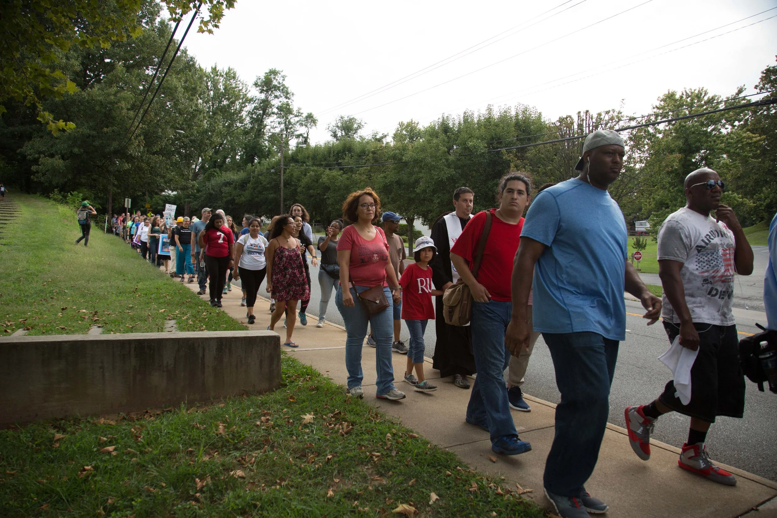 Protesters of the Charlottesville tragedy begin their 10 day action as they march from Charlottesville, Virgina to Washington D.C. Organizers Nelini Stamp of the Workign Famlies Party and Mohammed Naeem lead the action into the begining of the week. The first day consisted of roughly 200 protesters who came out for the blessing and the first 3 miles of the march. Fellow organizations include the Women's March, Working Families Party, Action Network, and Rogue Photo. Cville2DC.us