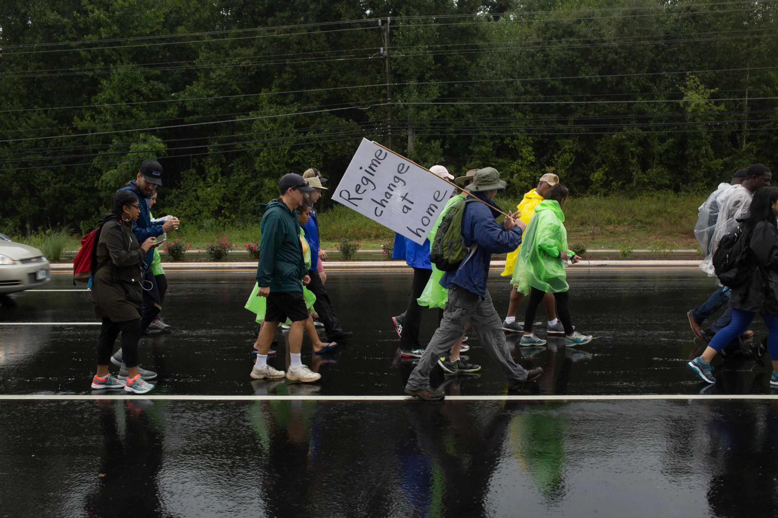 Protesters gather for the kick-off rally and first leg of the 100-mile march from Charlottesville to Washington D.C. in Charlottesville, United States on August 28, 2017. The rally is expected to last for 10 days to reach DC. It is a peaceful march in response to the 'Unite the Right' rally that occurred on August 12 where white nationalists challenged the removal of a statue in honor of Confederate General Robert E. Lee.