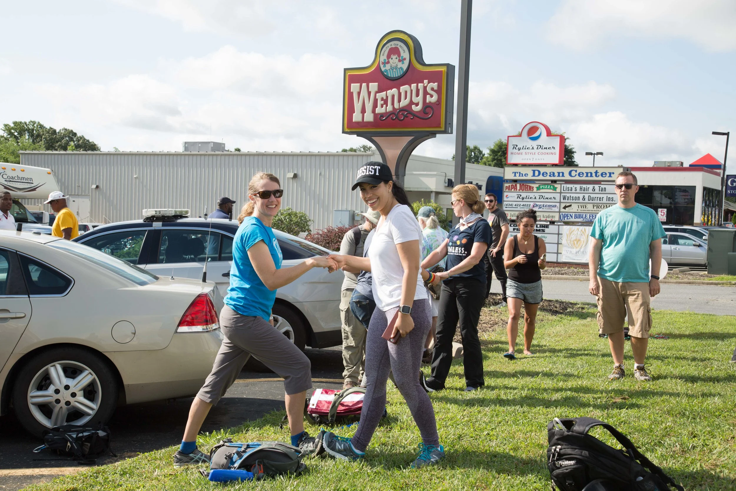 Activists continue their march from Charlottesville, Virginia to Washington, D.C. for a third day on August 30, 2017. The march, which is in protest against white supremacy, originally started with around 200 participants. Around 30 are continuing the movement, which will take around ten days.