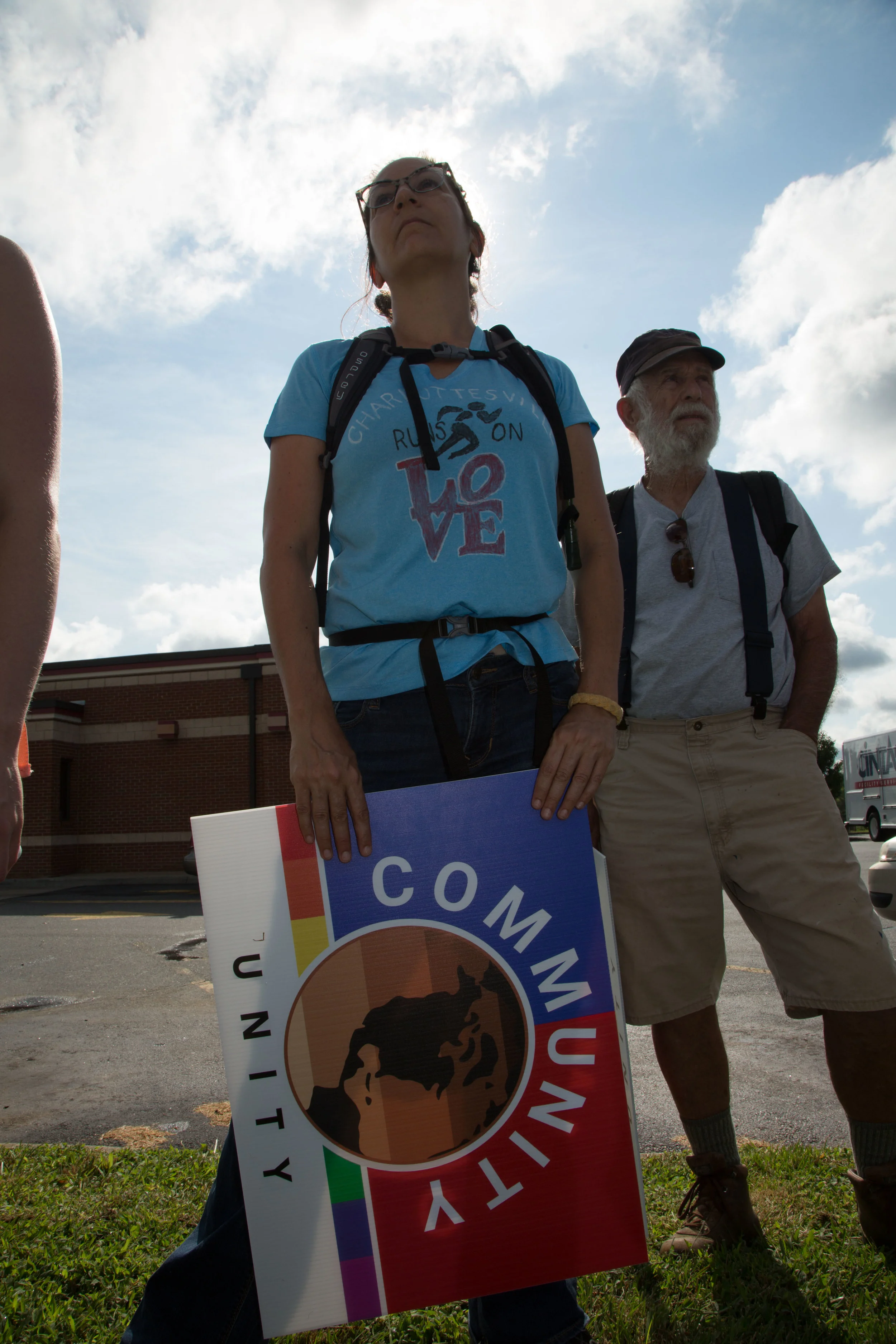 Activists continue their march from Charlottesville, Virginia to Washington, D.C. for a third day on August 30, 2017. The march, which is in protest against white supremacy, originally started with around 200 participants. Around 30 are continuing the movement, which will take around ten days.