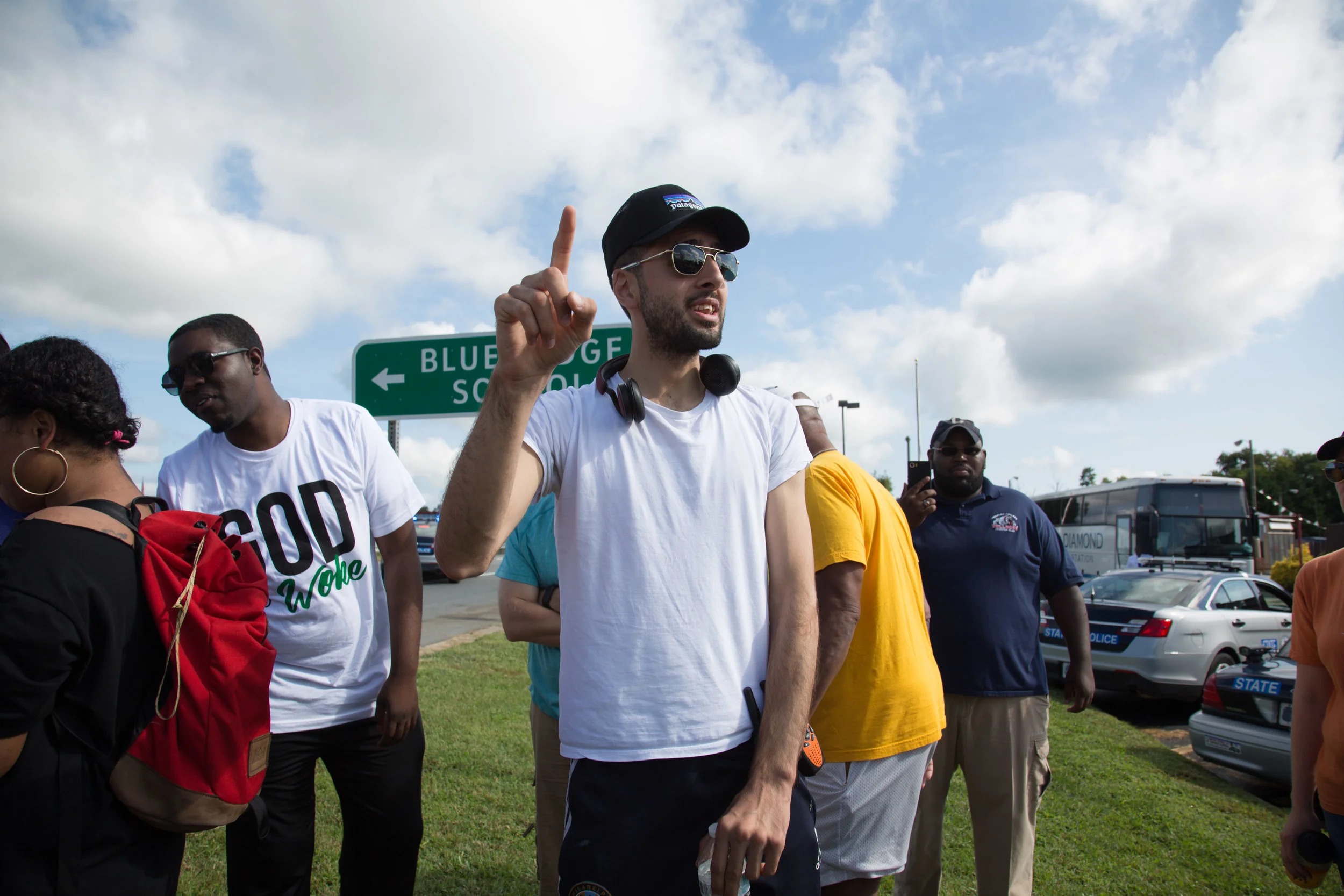 Activists continue their march from Charlottesville, Virginia to Washington, D.C. for a third day on August 30, 2017. The march, which is in protest against white supremacy, originally started with around 200 participants. Around 30 are continuing the movement, which will take around ten days.