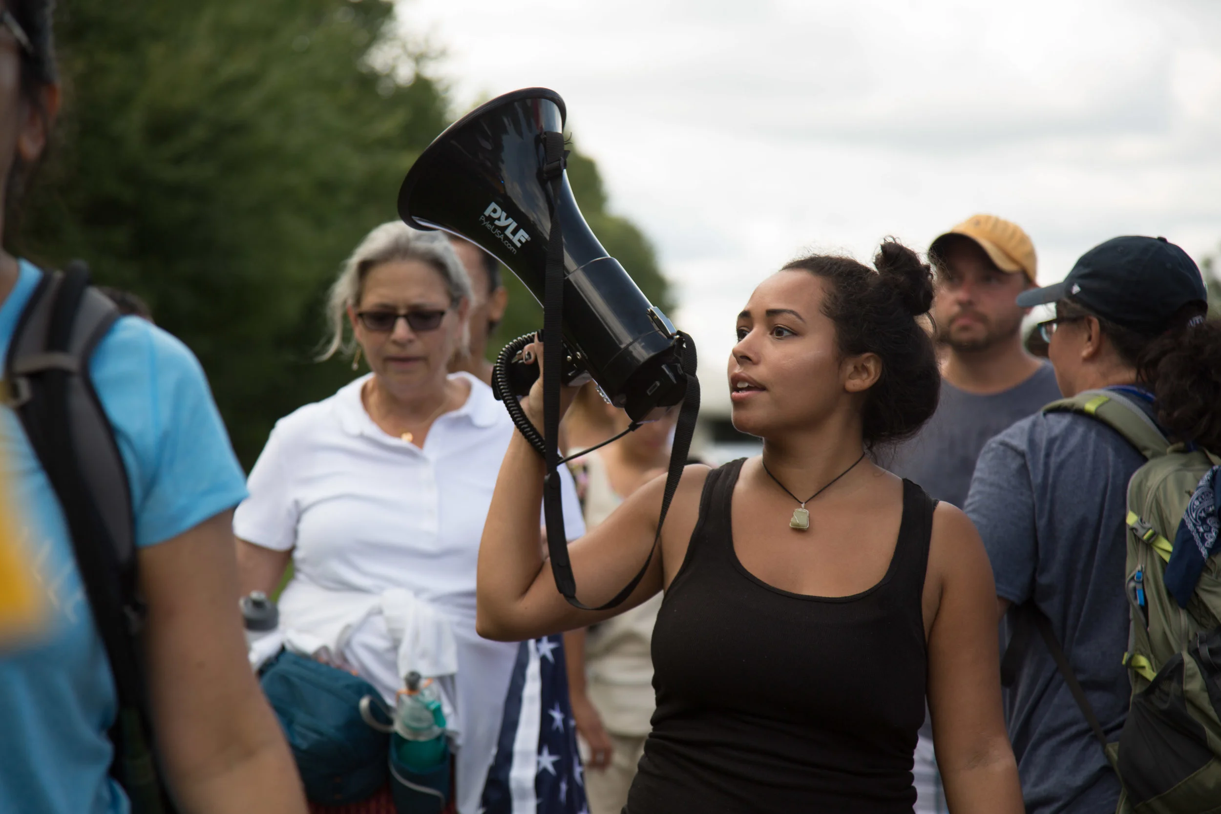 Activists continue their march from Charlottesville, Virginia to Washington, D.C. for a third day on August 30, 2017. The march, which is in protest against white supremacy, originally started with around 200 participants. Around 30 are continuing the movement, which will take around ten days.