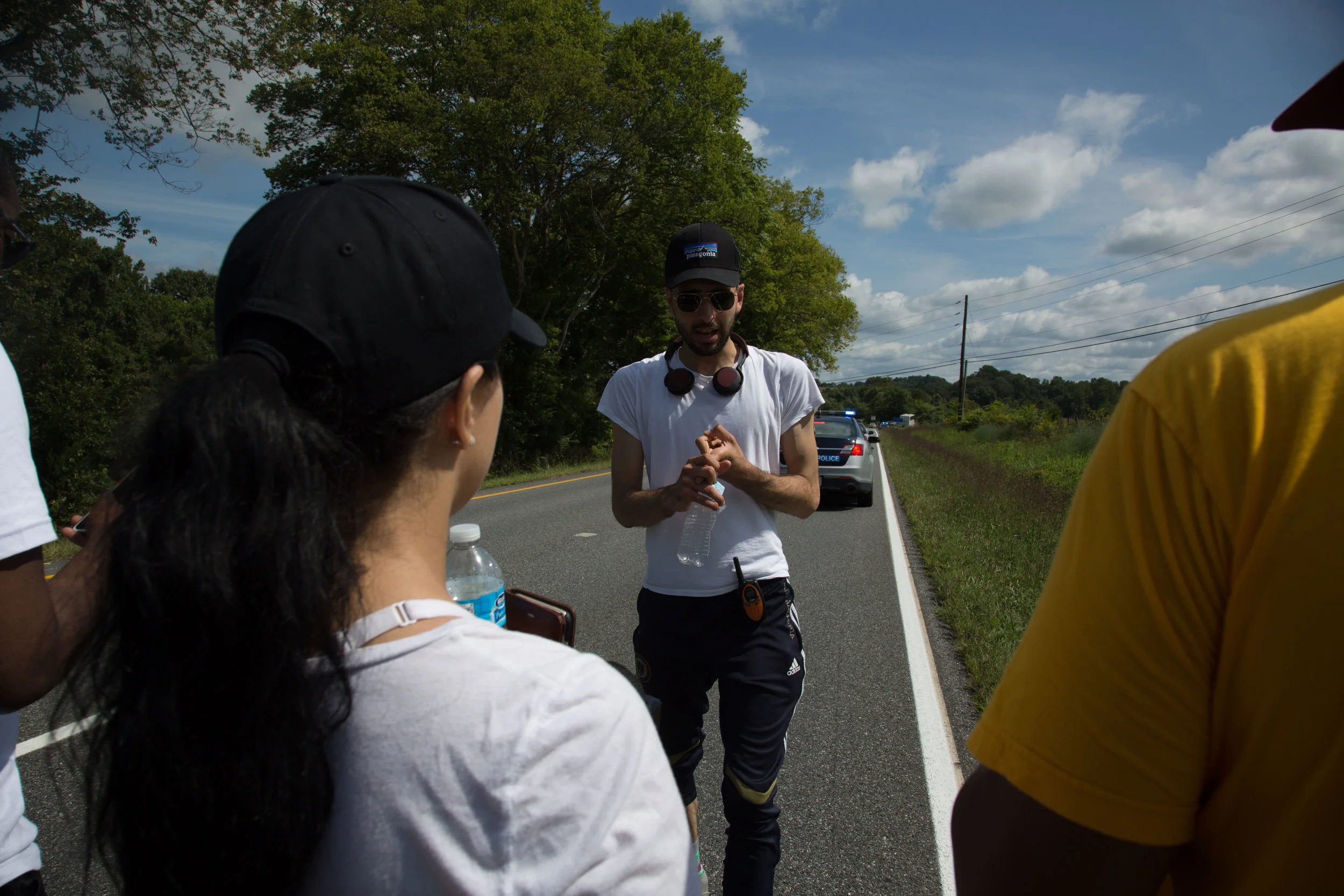 Activists continue their march from Charlottesville, Virginia to Washington, D.C. for a third day on August 30, 2017. The march, which is in protest against white supremacy, originally started with around 200 participants. Around 30 are continuing the movement, which will take around ten days.